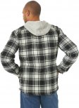 Men's Long Sleeve Quilted Lined Flannel Shirt Jacket with Hood