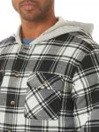 Men's Long Sleeve Quilted Lined Flannel Shirt Jacket with Hood