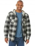 Men's Long Sleeve Quilted Lined Flannel Shirt Jacket with Hood